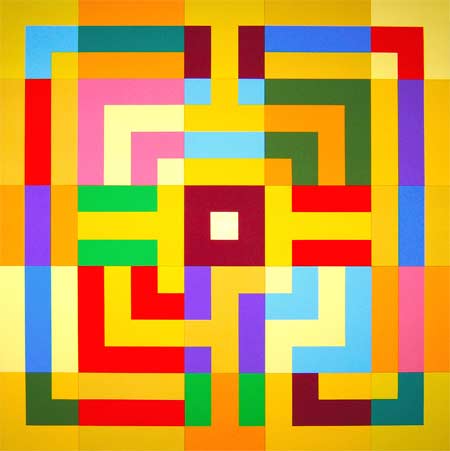 Vincenzo Frattini, Labirinto 5 – 08, Tempera acrilica su tele assemblate, cm 119x119x6, 2008, courtesy artista