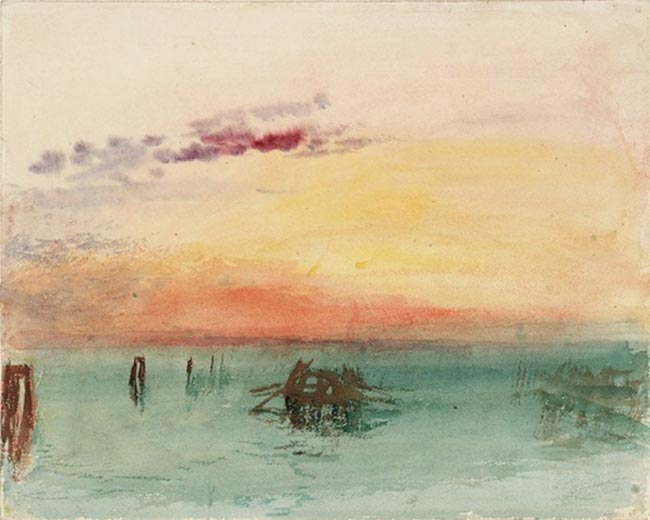 Turner, Venezia: veduta della Laguna al tramonto, 1840, acquarello su carta