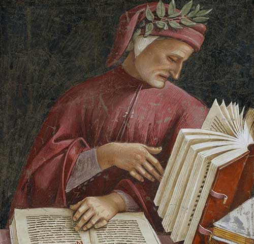 Dante, affresco di Luca Signorelli, 1499-1502, particolare, Duomo di Orvieto