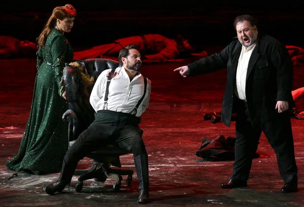 Saioa Hernández, Ildar Abdrazakove Fabio Sartori nell'opera Attila di Giuseppe Verdi