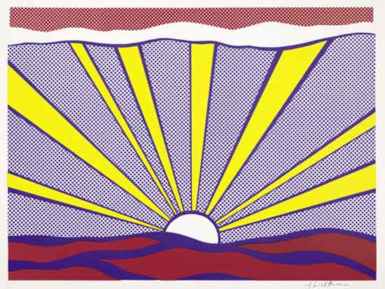 Roy Lichtenstein, Sunrise, 1965 Offset lithography on light weight white paper, 46.5 x 61.8 cm Private collection, Courtesy Sonnabend Gallery, New York © Estate of Roy Lichtenstein